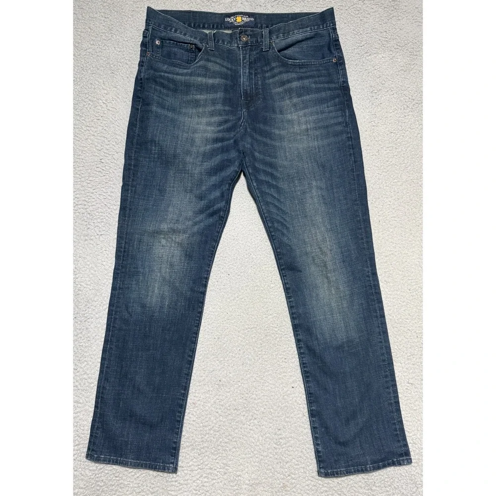 Lucky Brand Heritage Slim Dark Wash Denim Blue Jeans Mens 34 x 30 Stretch